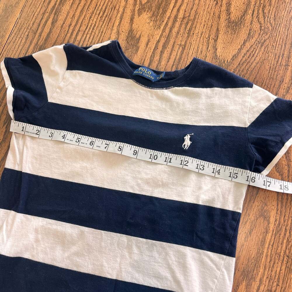 Polo Ralph Lauren Women's Navy and White Striped Crew-Neck T-Shirt - Picture 7 of 7